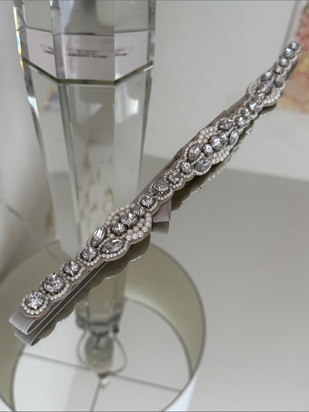 White House Black Market Crystal Rhinestone Bridal Belt Sash in Silver Small